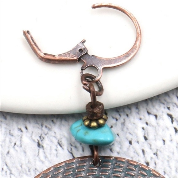 Bohemian claw hook mandala tribal patina earrings - Picture 5 of 7